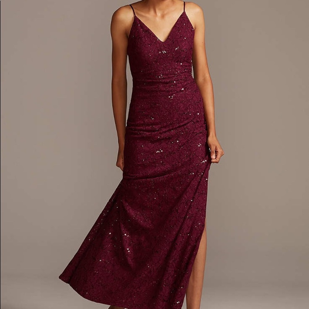 DS270072 David’s Bridal Merlot Bridesmaid Dress